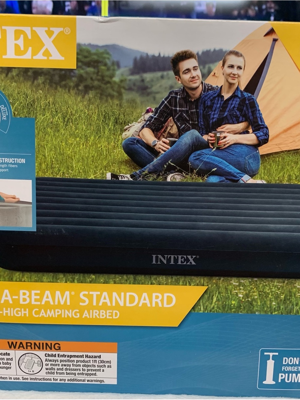 Intex Black Inflatable Camping Airbed – Standard A‑Beam